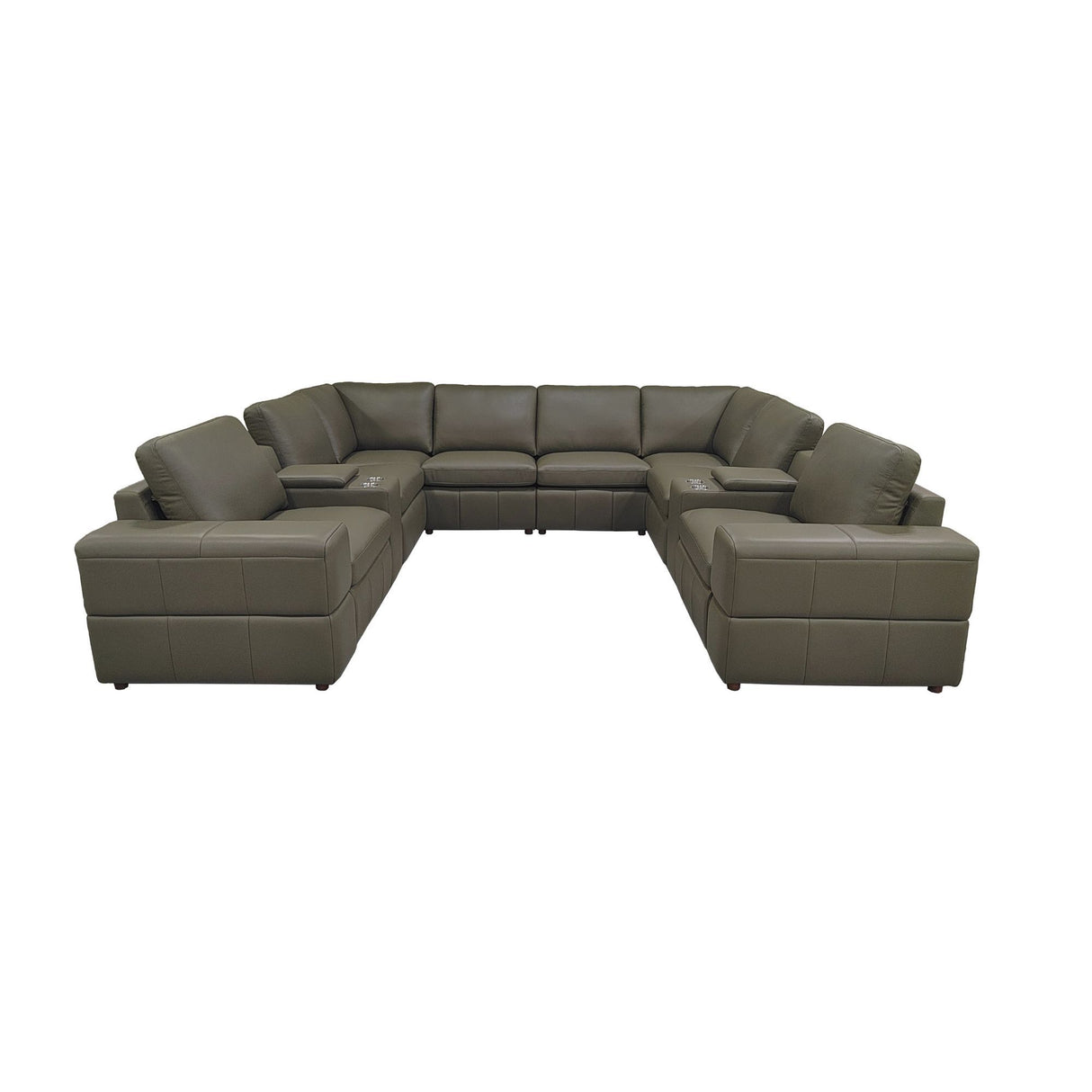 Upholstered Large Arms Sectional With Recliner Seats