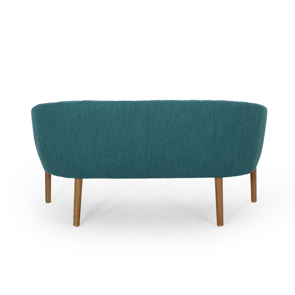 Mid Century Modern Loveseat With Channel Stitched Backrest