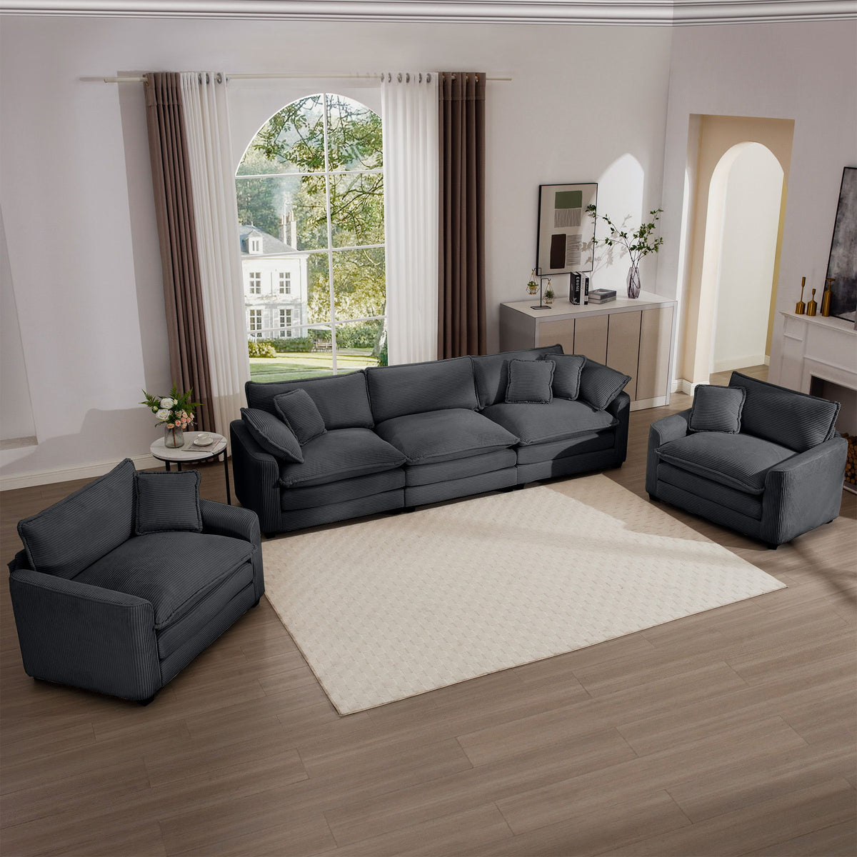 Elegant Oversized Sectional Sofa Set With Deep Seats And Flexible Layout