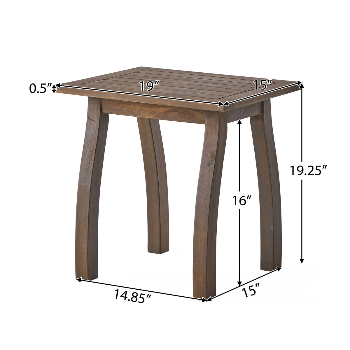 Kinesis - Outdoor Side Table With Slatted Top And Wood Frame