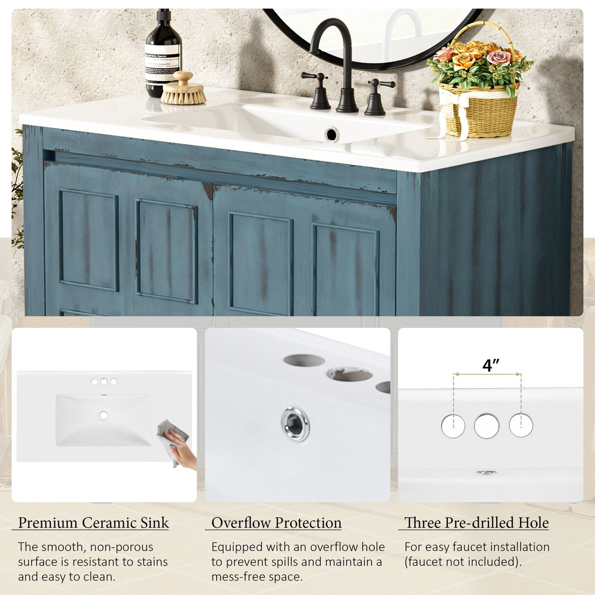 Bathroom Vanity Organizer With Sink, Combo Cabinet Set, Bathroom Storage Cabinet