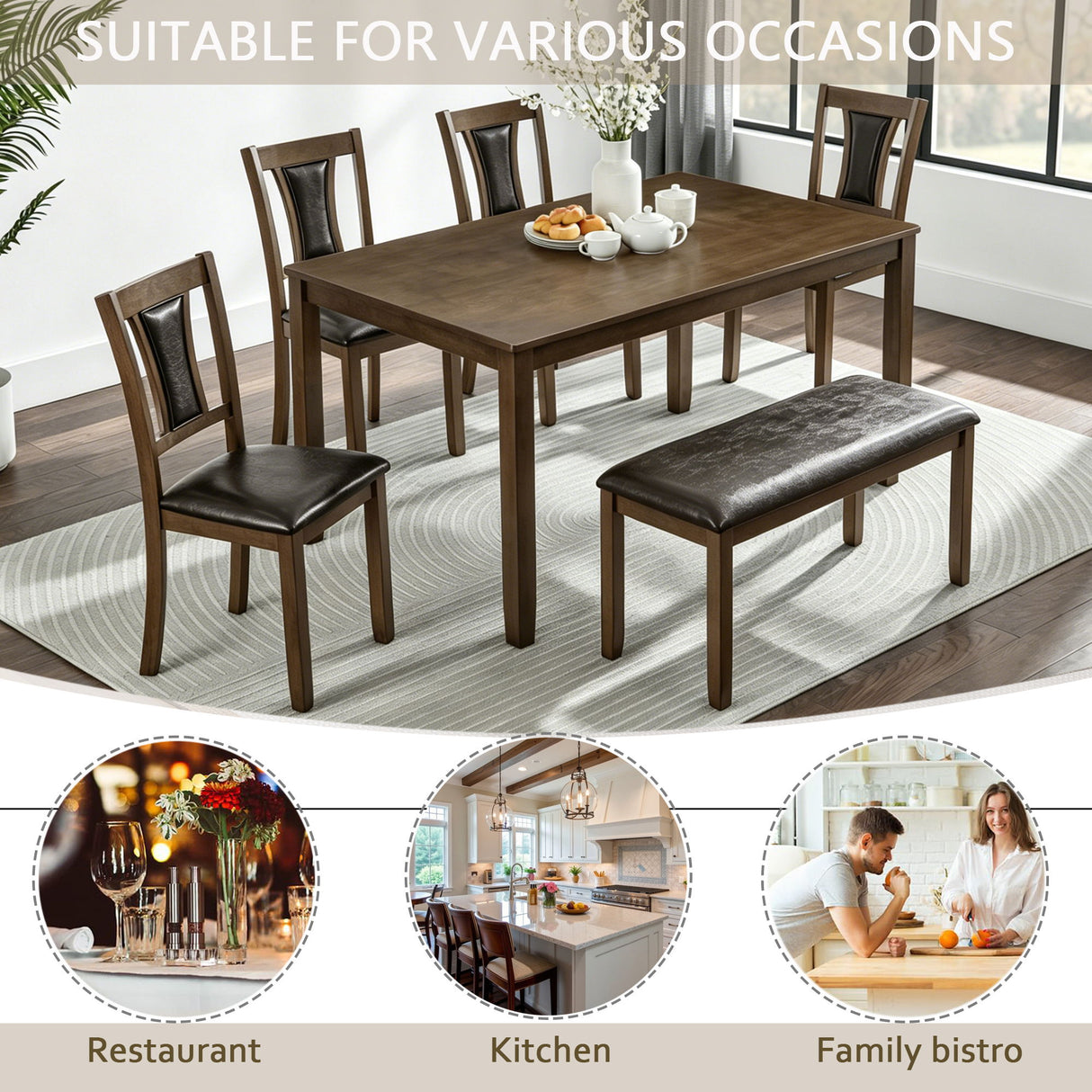 Modern Dining Table Set With Upholstered Chairs