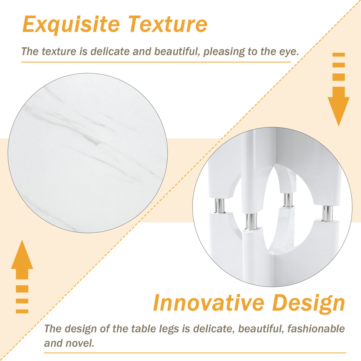 Modern Dining Table With Sleek Hollow-Out Frame And Accents