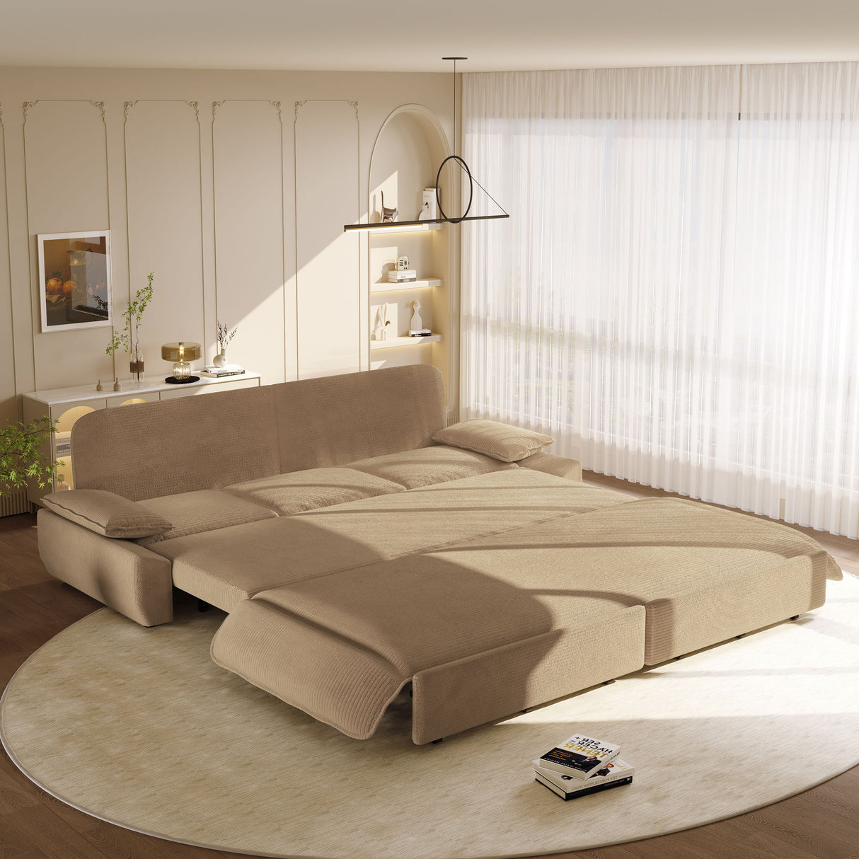 King Size Pull Out Sofa Bed, 3 In 1 Convertible Multifunctional