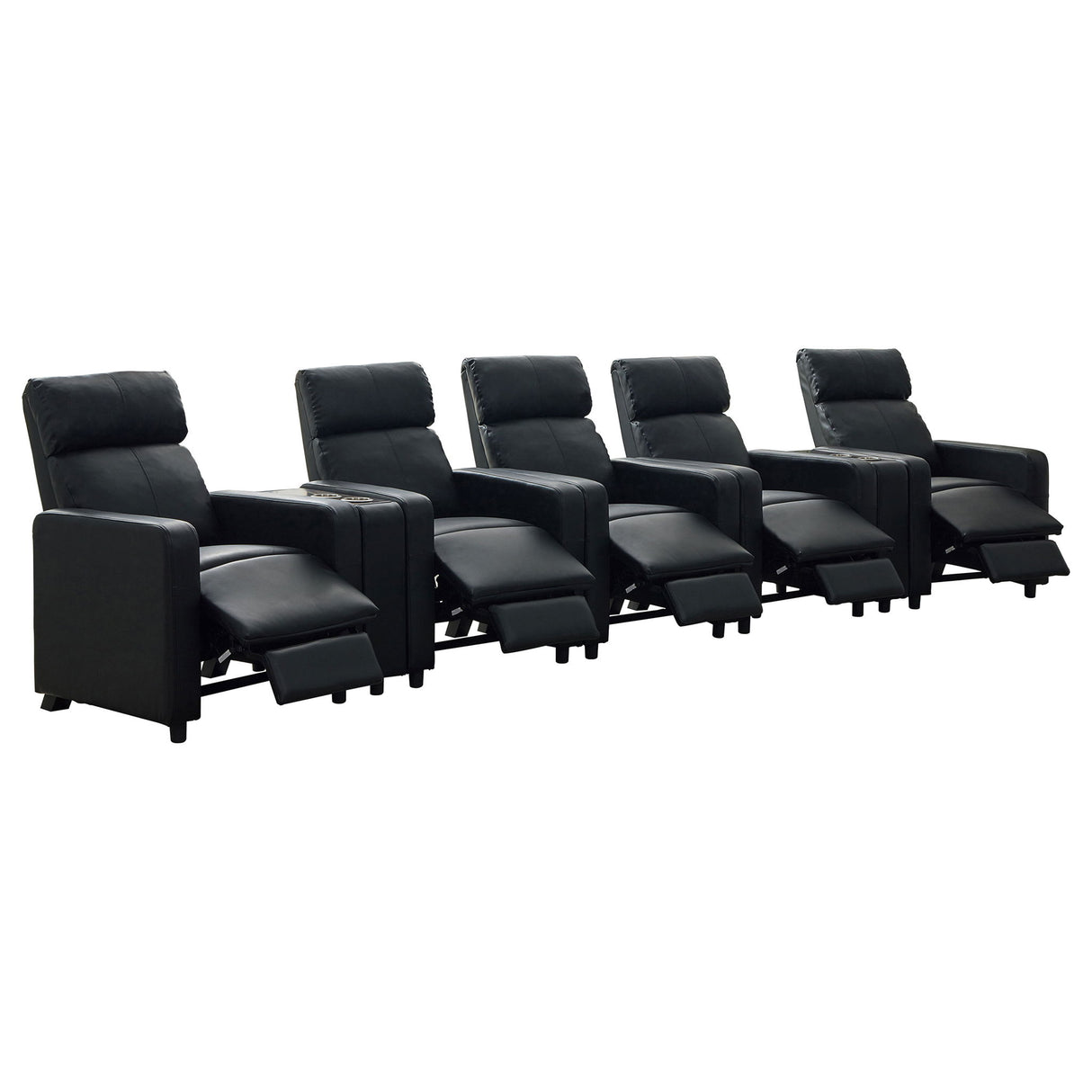 Warren - 5 Seater Home Theater With 2 Wedge Consoles - Black