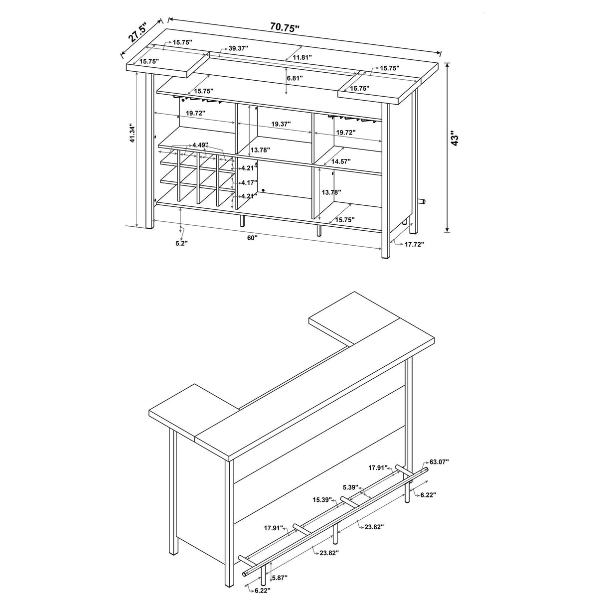 Menimen - Freestanding Bar Unit - Gray