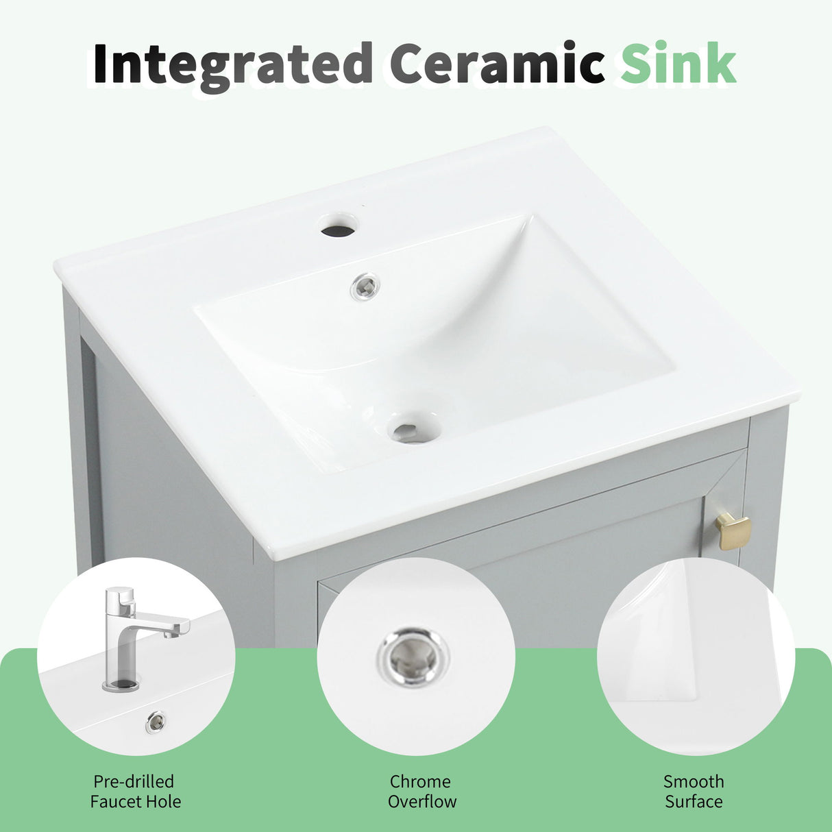 Bathroom Vanity With Sink, Soft Closing Cabinet Door, Storage Rack And Drawer