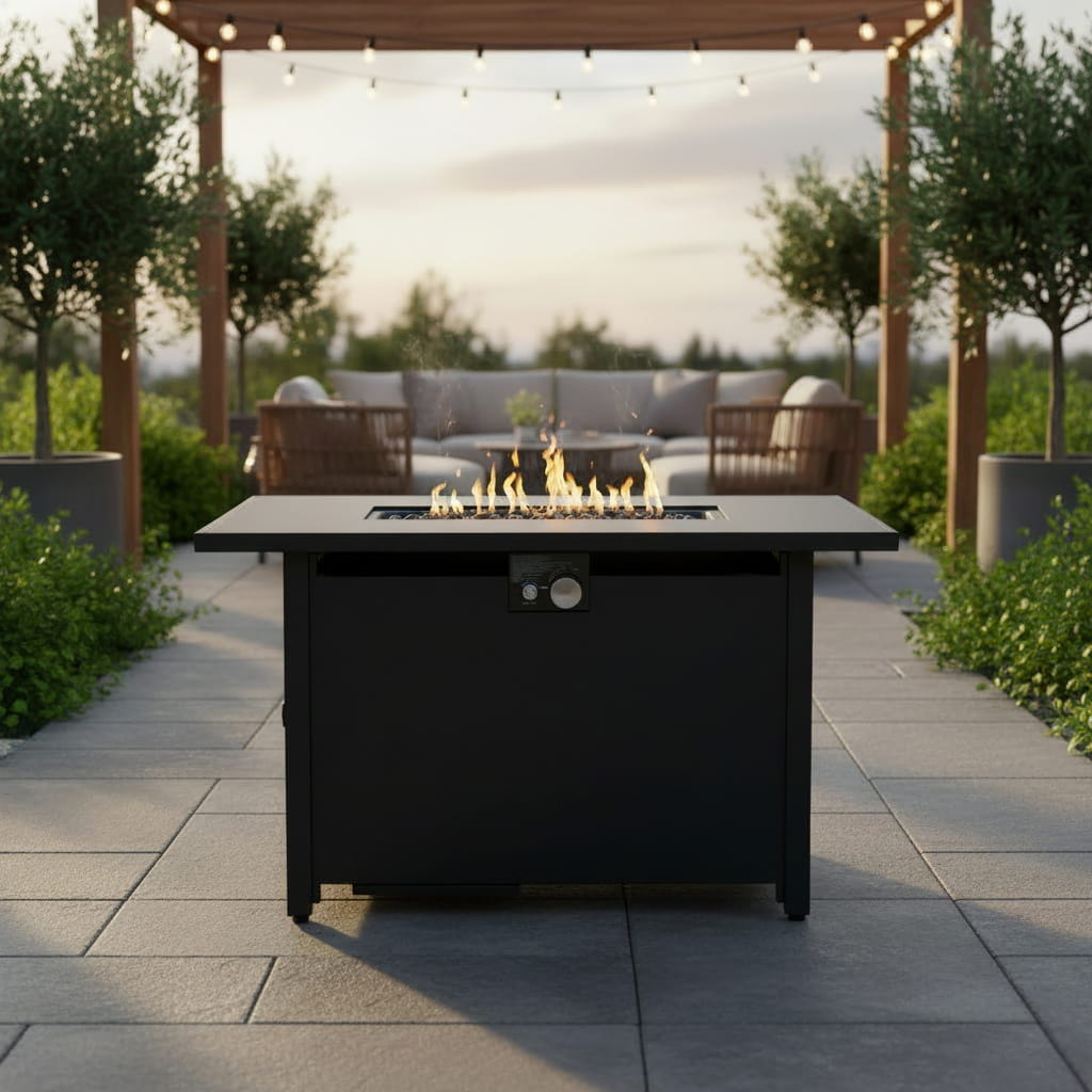 Fire Pit Table Outdoor Patio Heater 50000 BTU Stainless Steel 42x25in