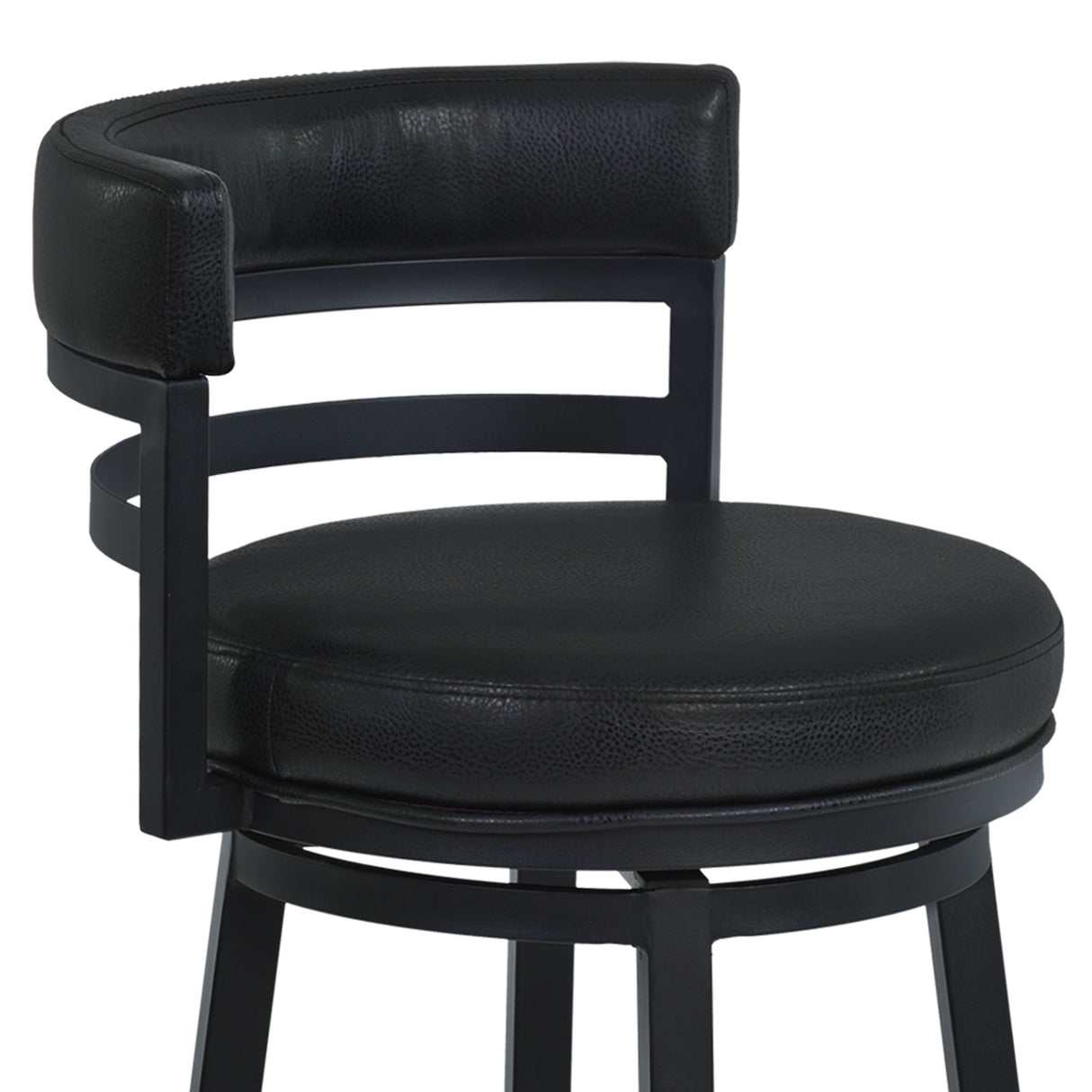 Madrid - 30" Bar Height Metal Swivel Barstool - Ford Black Pu And Black Finish