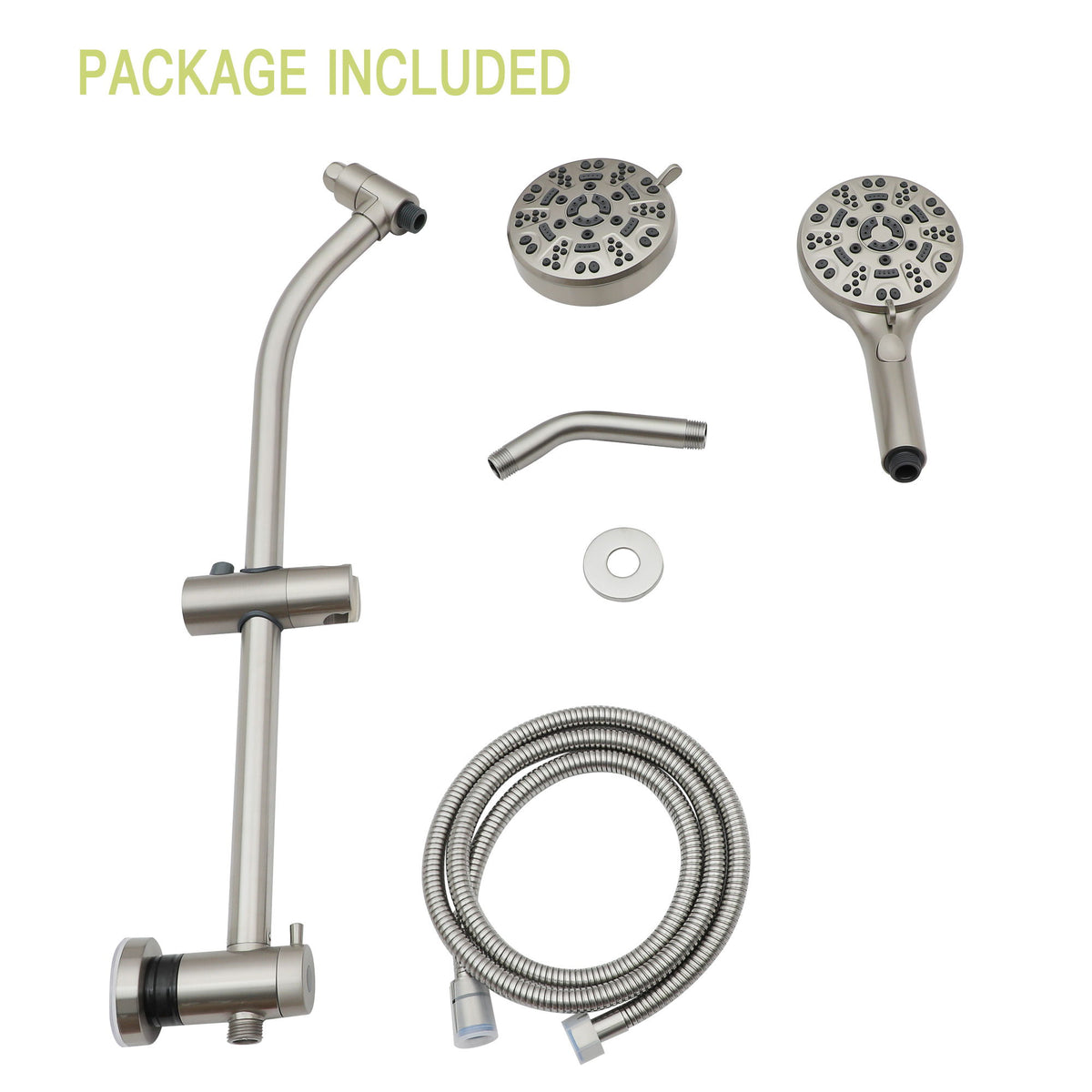Multi Function Dual Shower Head System With 4.7" Rain Showerhead And Adjustable Slide Bar In - Brushed Nickel