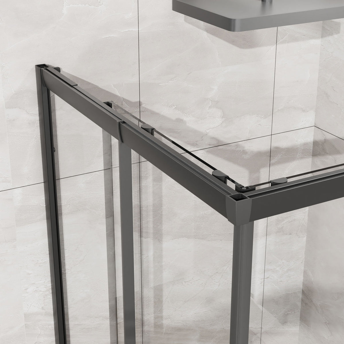 Corner Sliding Shower Door And Shower Base Combo Kit (No Drain Kit) - Matte Black