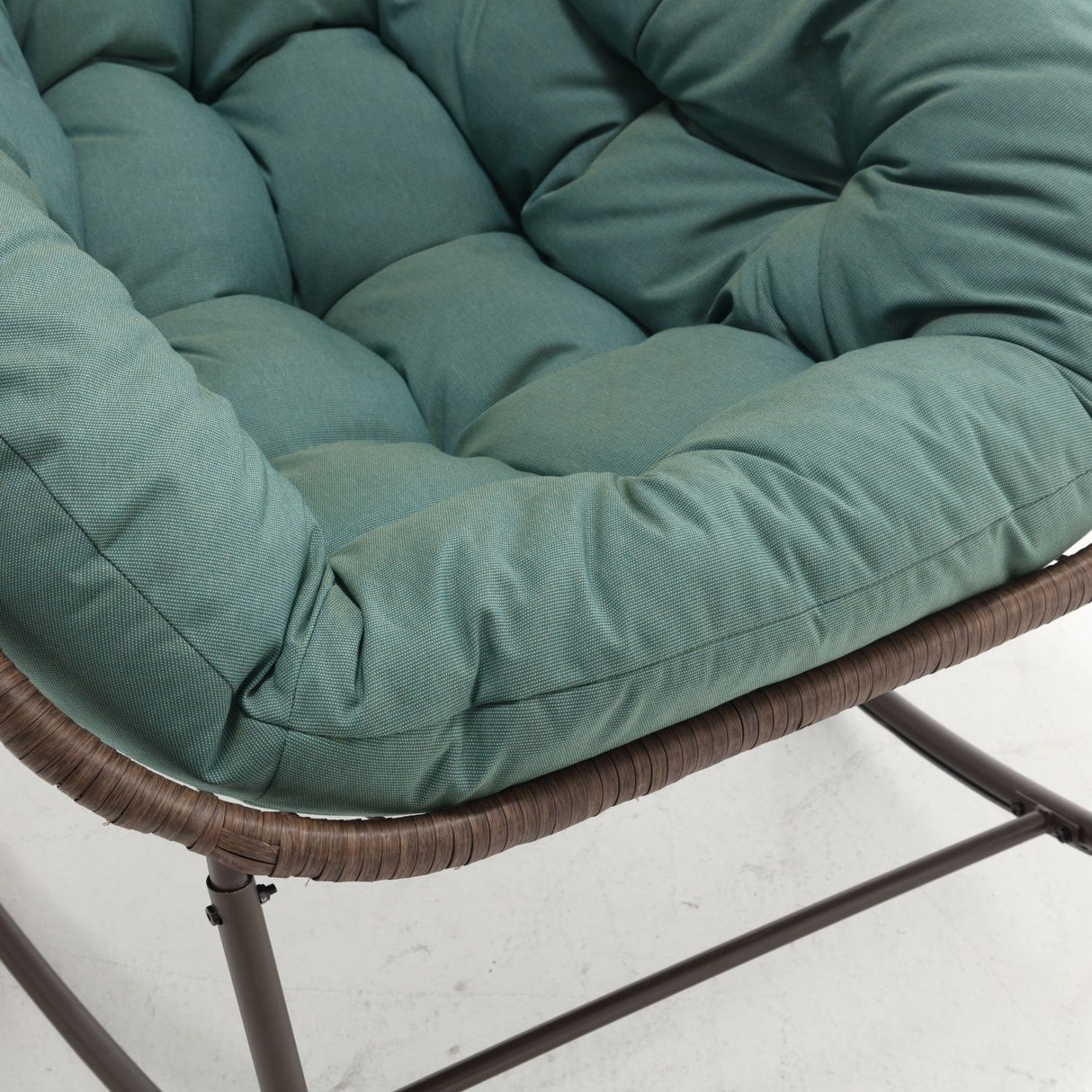 Indoor / Outdoor Oversized Wicker Egg Rocker Chair - Light Green