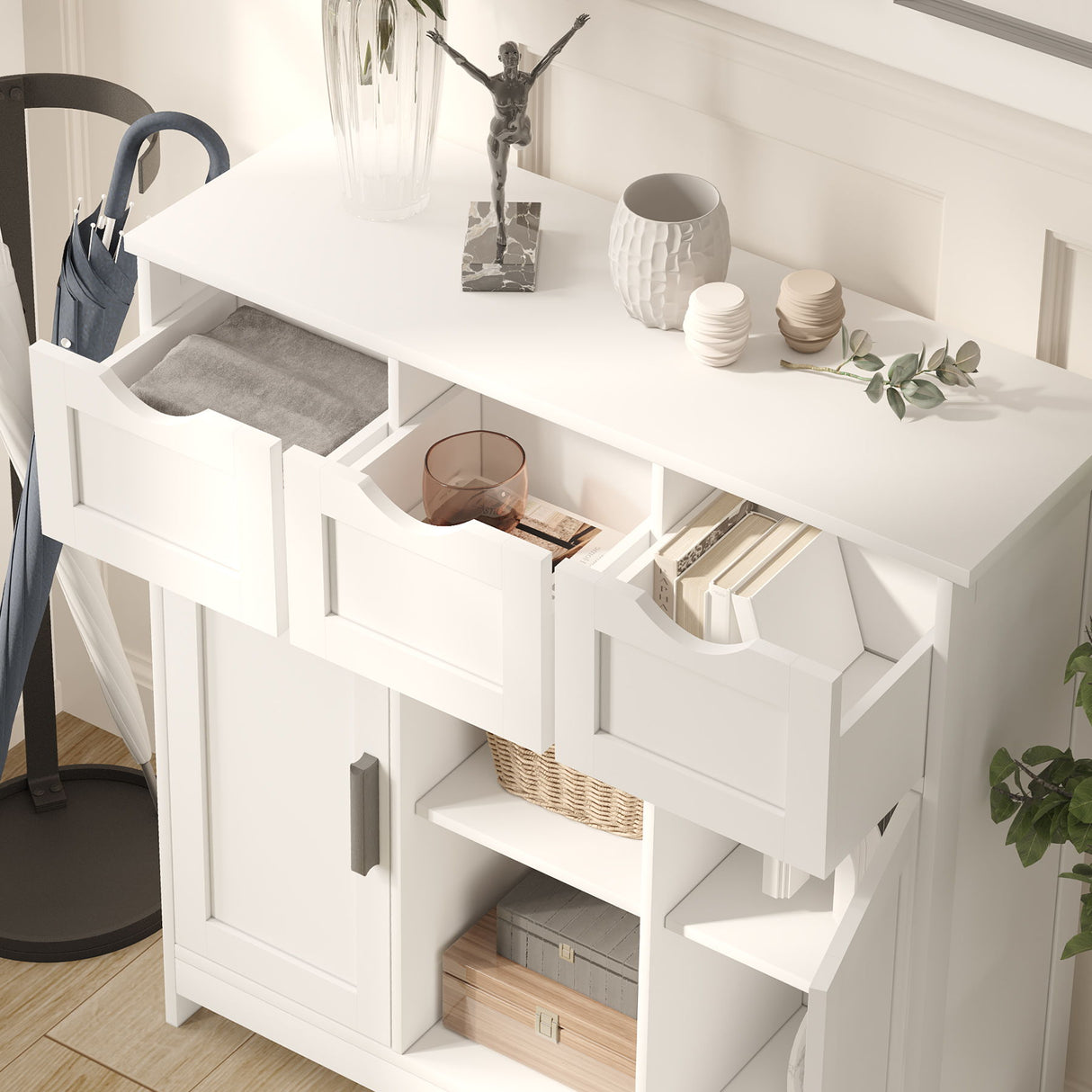 Storage Cabinets, Wooden Floor Cabinet, With Drawers And Shelves Storage Cabinets, Accent Cabinet For Living Room, Bedroom, Bathroom Furniture Home Decor - Sideboards - Alpine Outlets