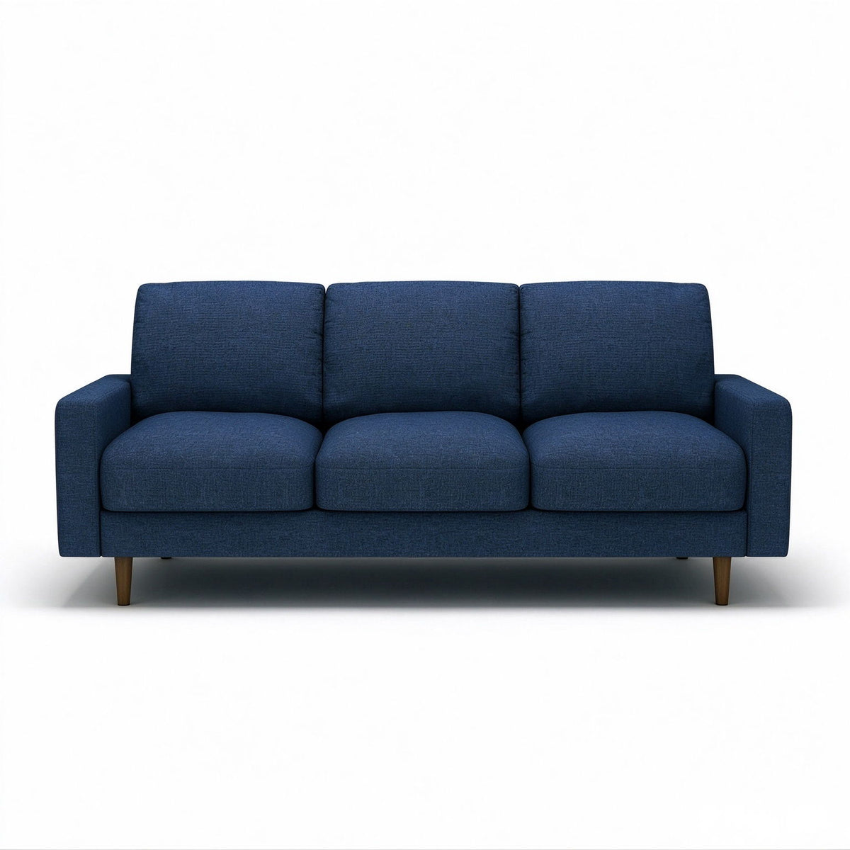 3 Seater Sofa With Loose Back Cushions And Accent Pillows For Living Room - Dark Blue