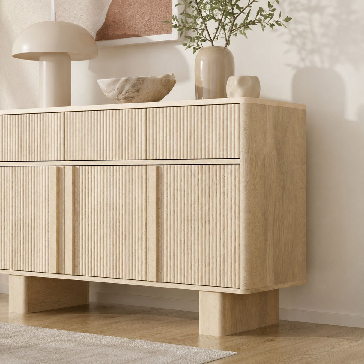 Curved Credenza, Wide Storage Cabinet For Dining Room