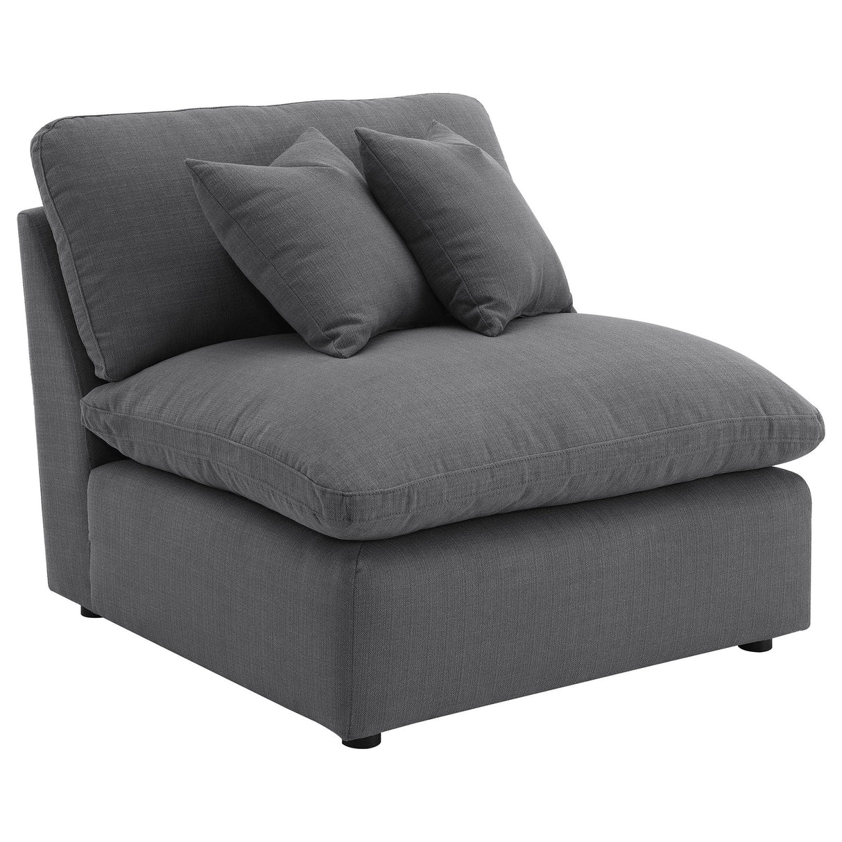 6 Piece Upholstered Modular Sectional Sofa With Reversible Cushions And Ottoman - Charcoal