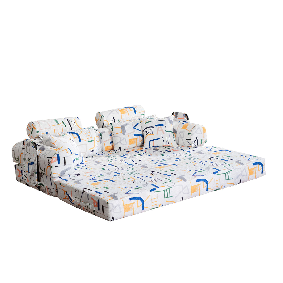 Convertible Sleeper Sofa Bed, Foldable Multi Functional Couch For Living Room - White