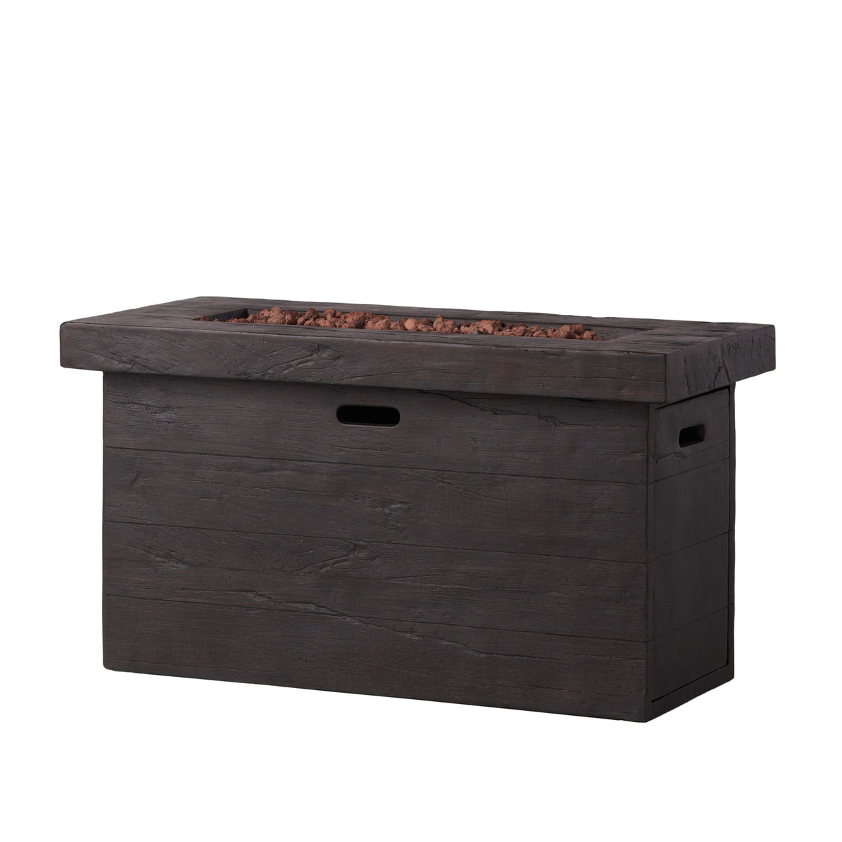 Rectangular Fire Pit Table Outdoor Heater Magnesium Oxide 45x25in Dark Brown