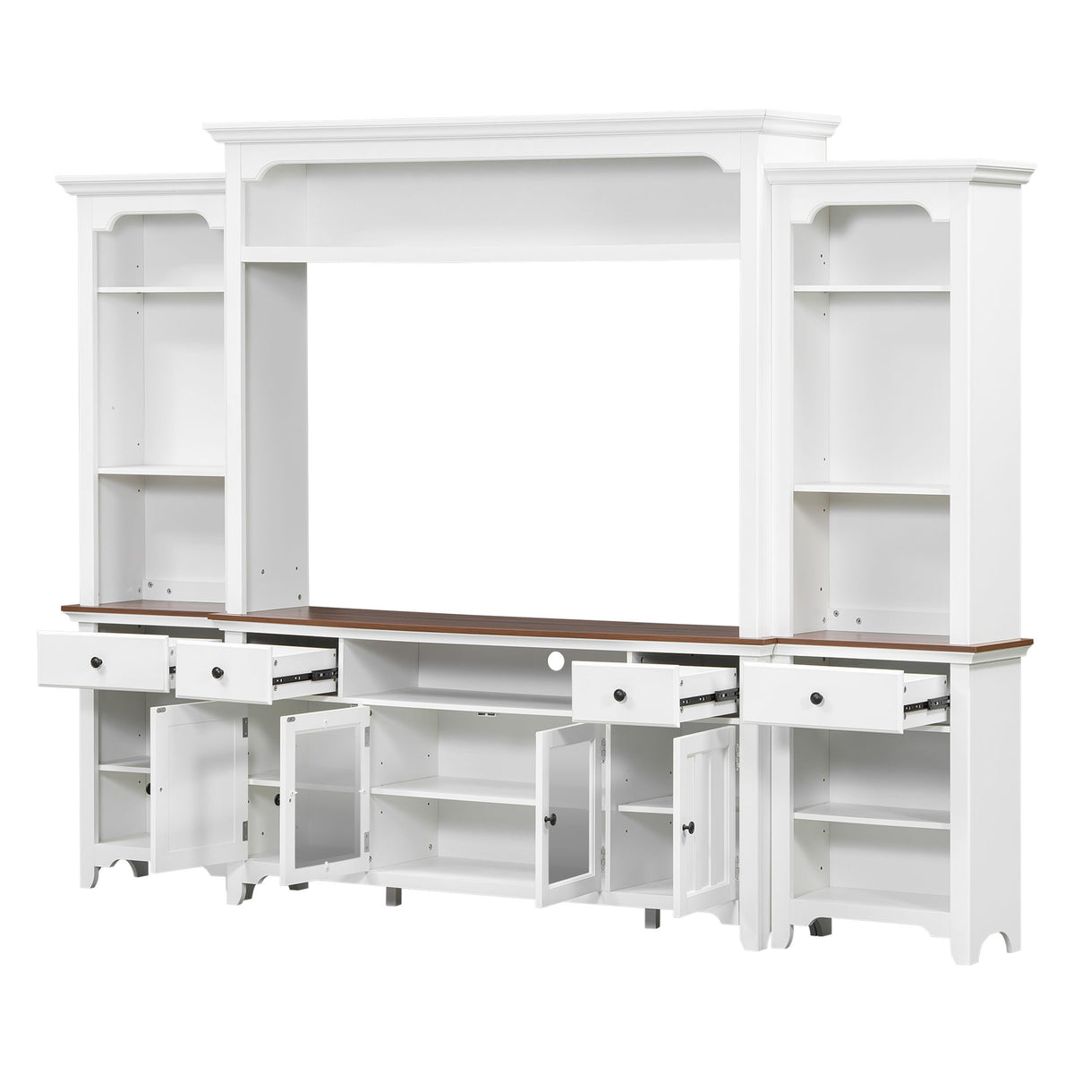 Extra Large TV Stand, Entertainment Center With Storage Cabinets