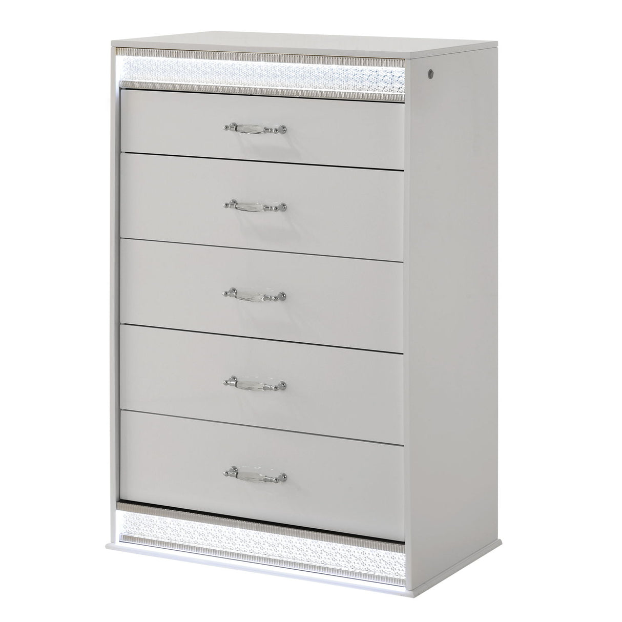 Glam - 5 Drawer Chest & LED Lighting - White