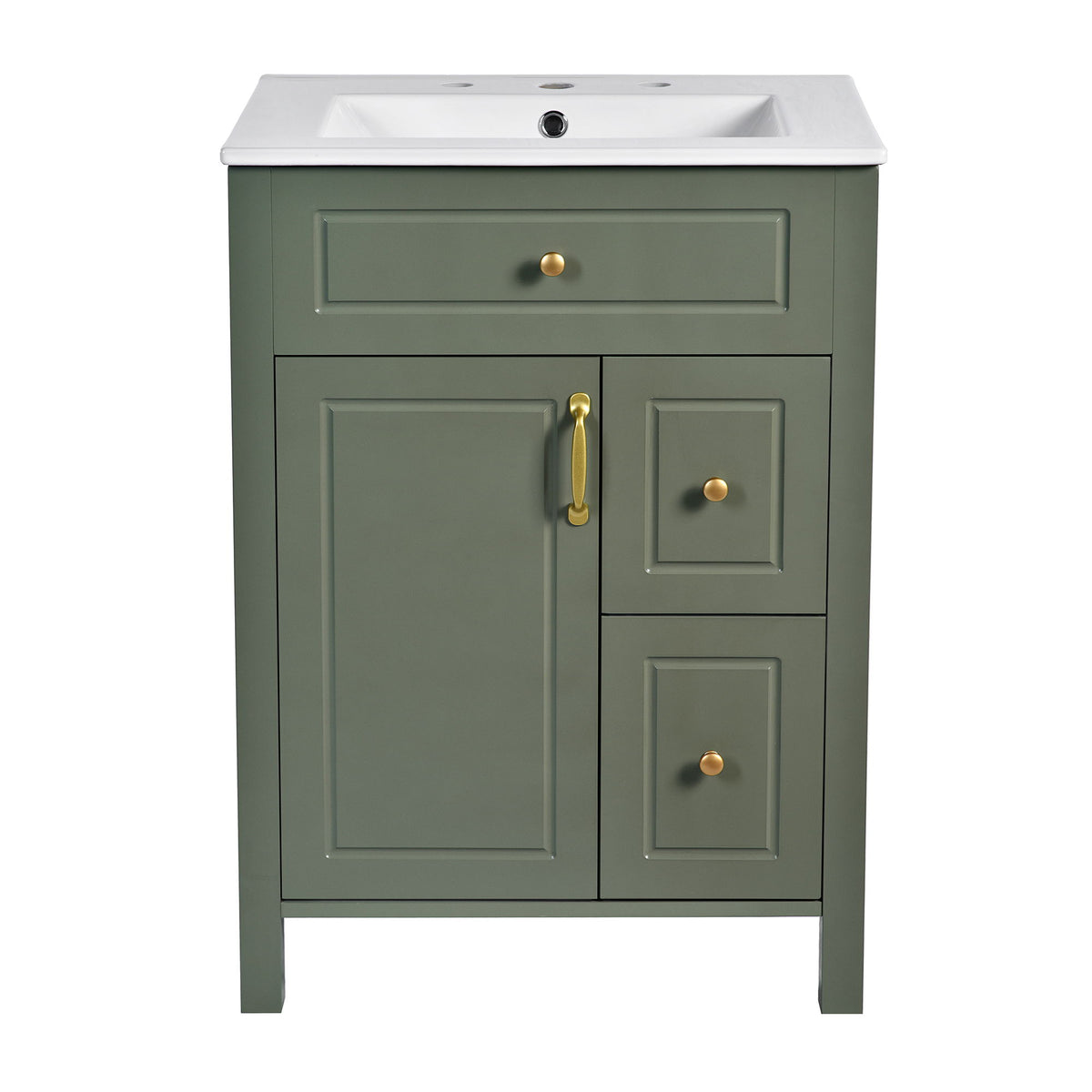 Elegant Bathroom Vanity With Ceramic Sink, Soft Close Doors And Drawers, Double Storage Racks