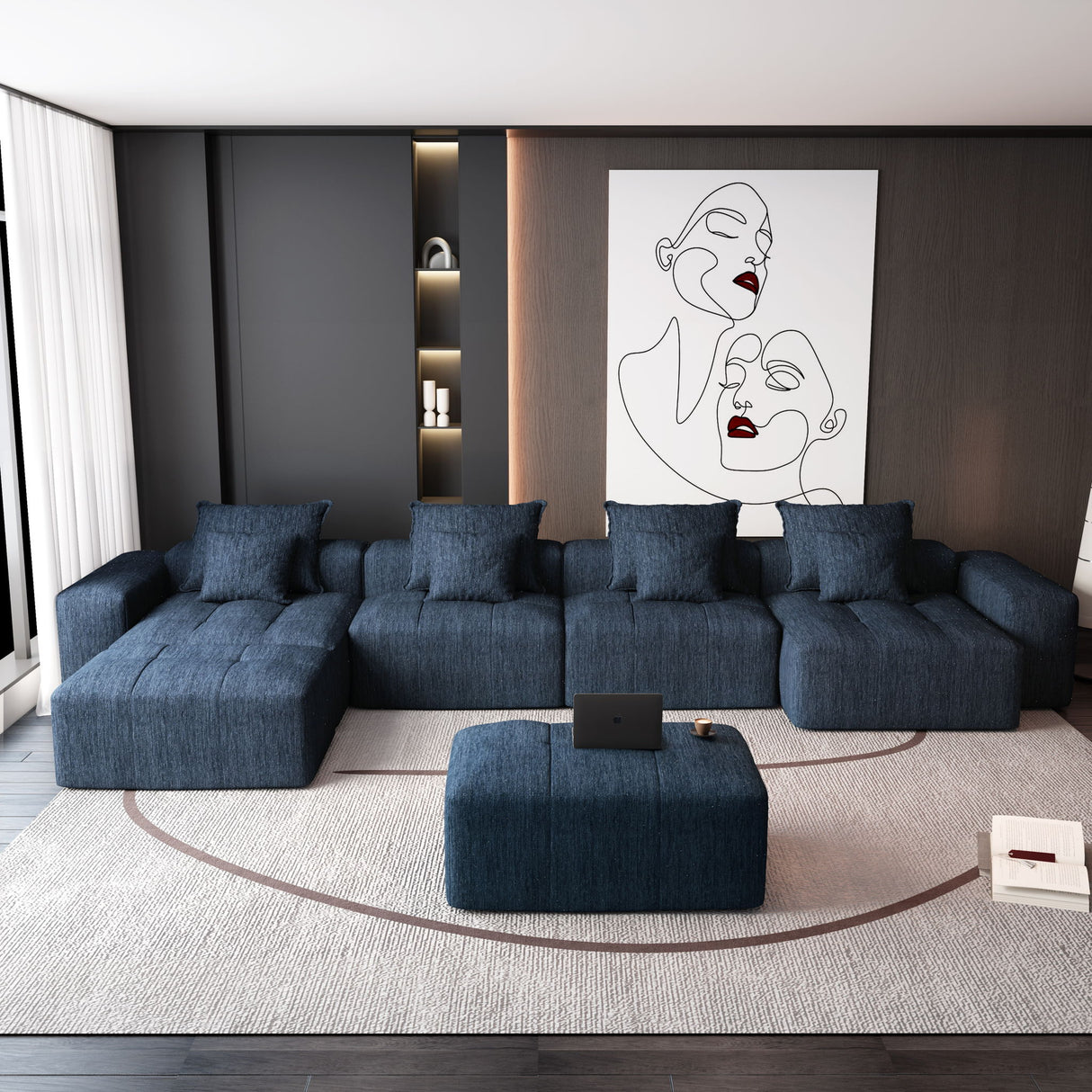 Modern Oversized Diy Combination Modular Sectional Sofa With Pillows