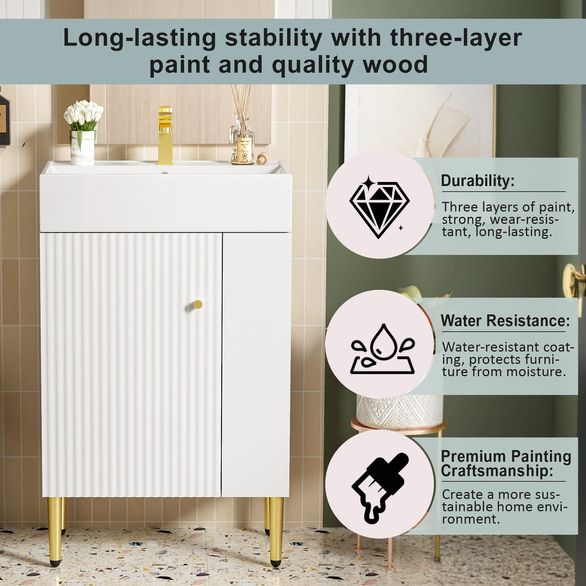 Bathroom Vanity, Combo Cabinet, Bathroom Storage Cabinet, Single Ceramic Sink
