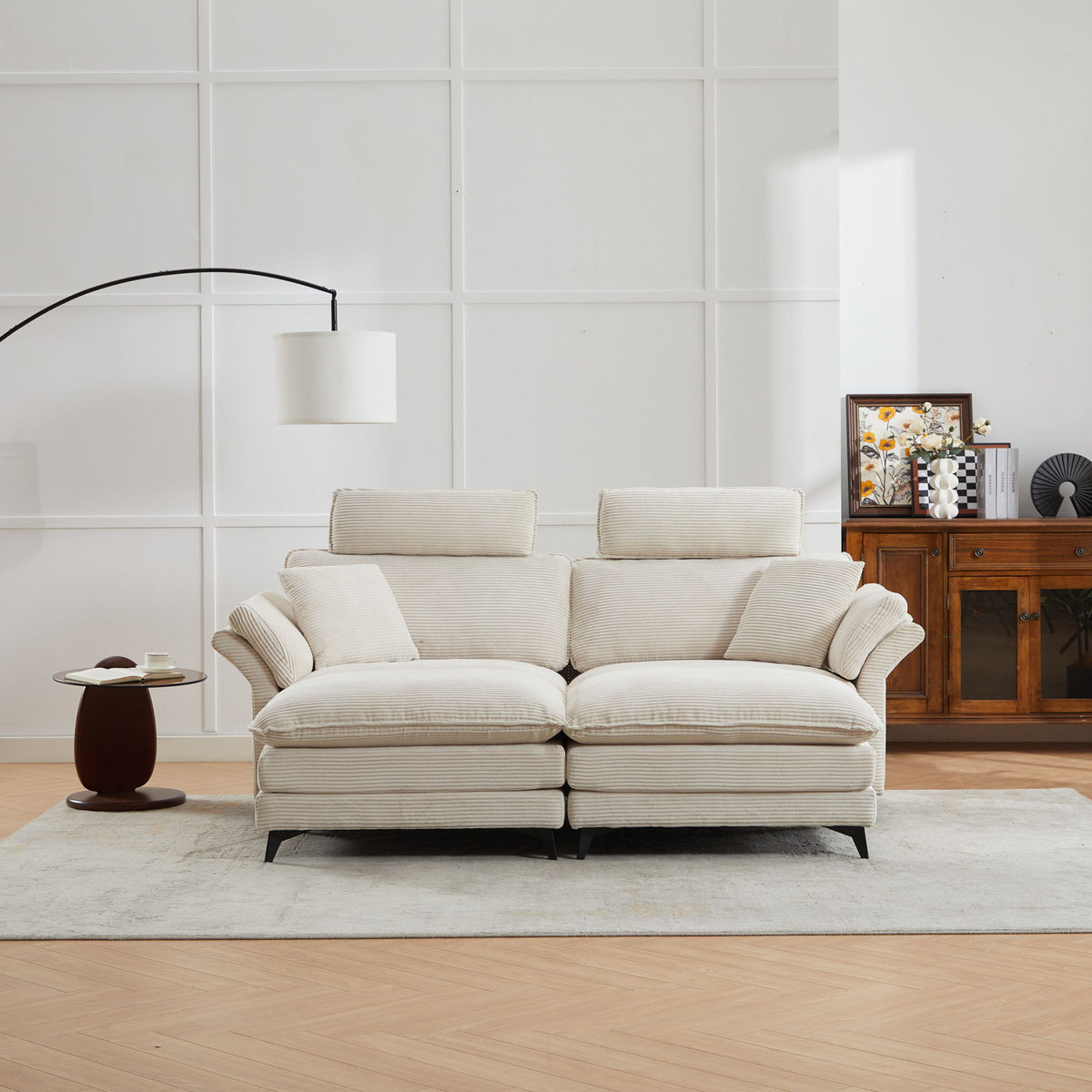 Modern Deep Seat Sectional Sofa With Ottoman
