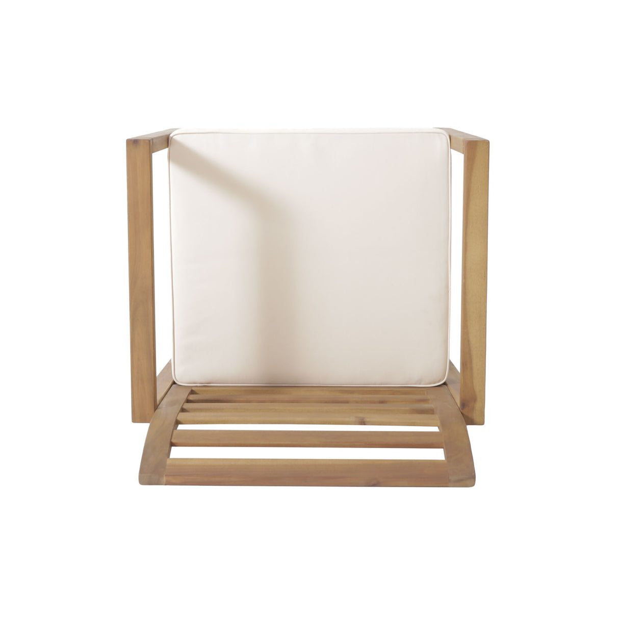 Outdoor Acacia Wood Club Chairs, 2 Pieces Set - Natural Stained / White