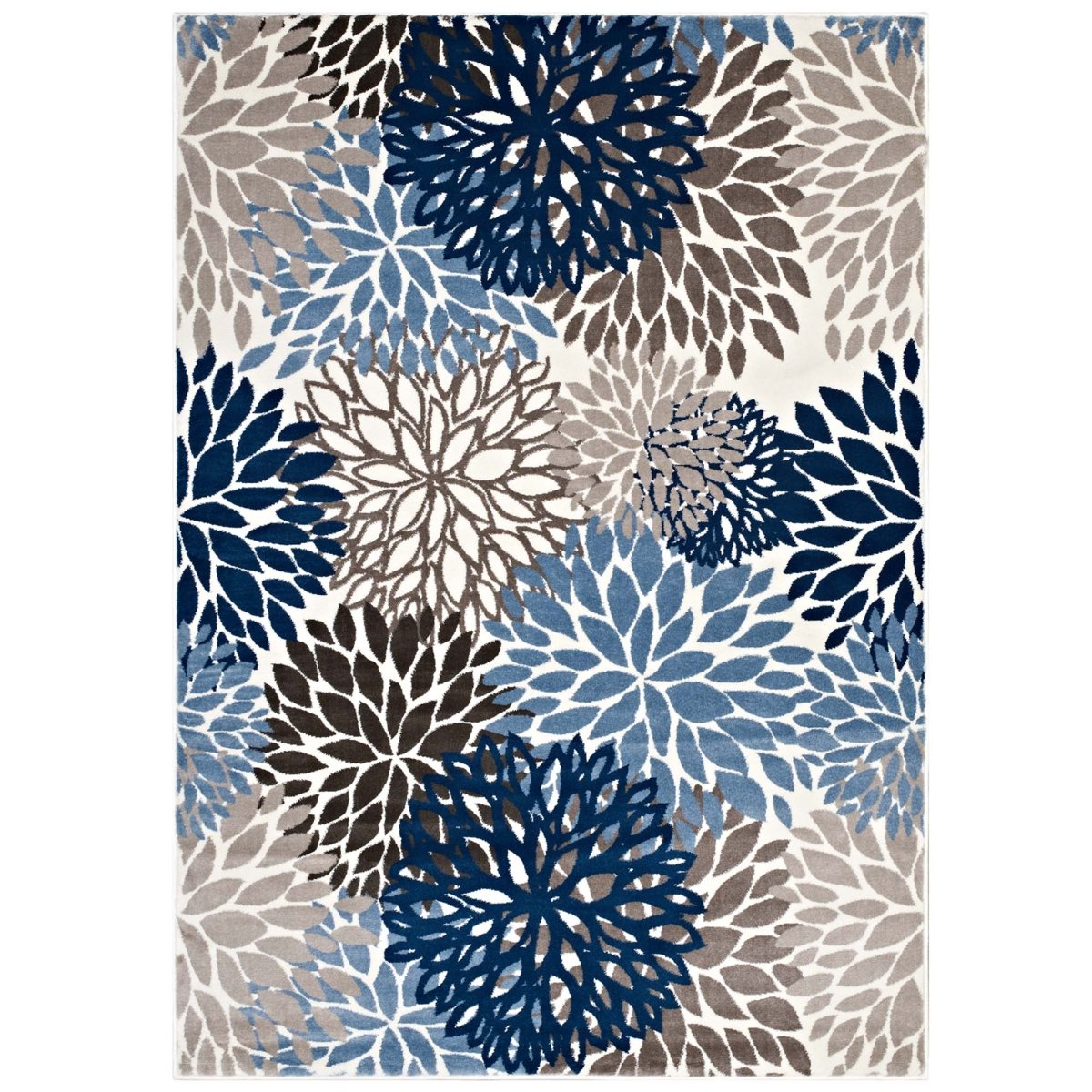 4x6 Blue Brown Beige Vintage Abstract Floral Polypropylene Area Rug - Mats and Rugs - Alpine Outlets