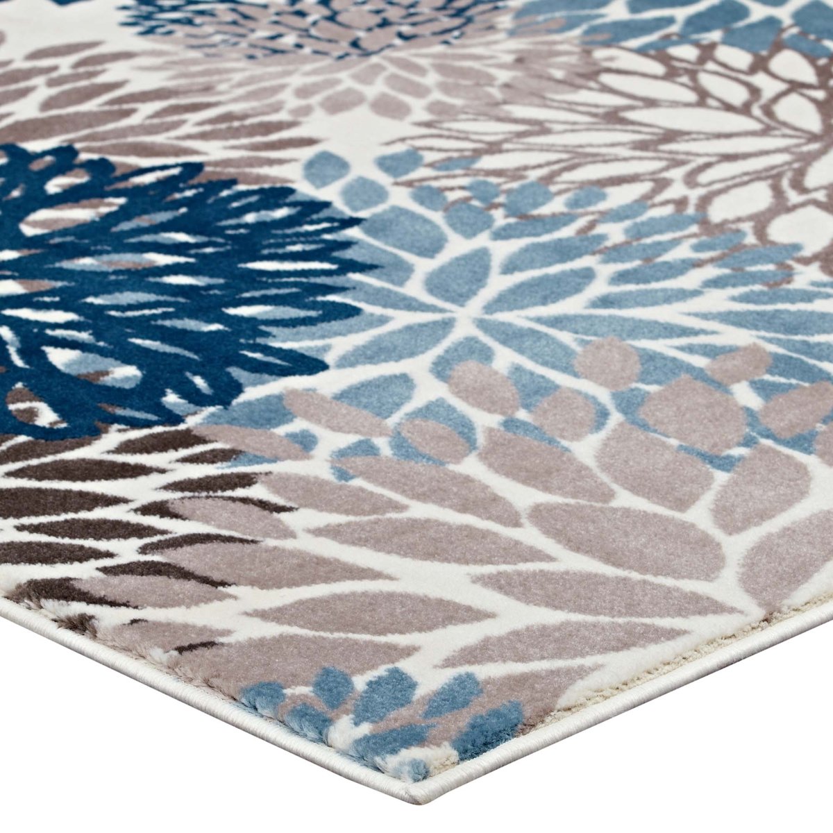 4x6 Blue Brown Beige Vintage Abstract Floral Polypropylene Area Rug - Mats and Rugs - Alpine Outlets