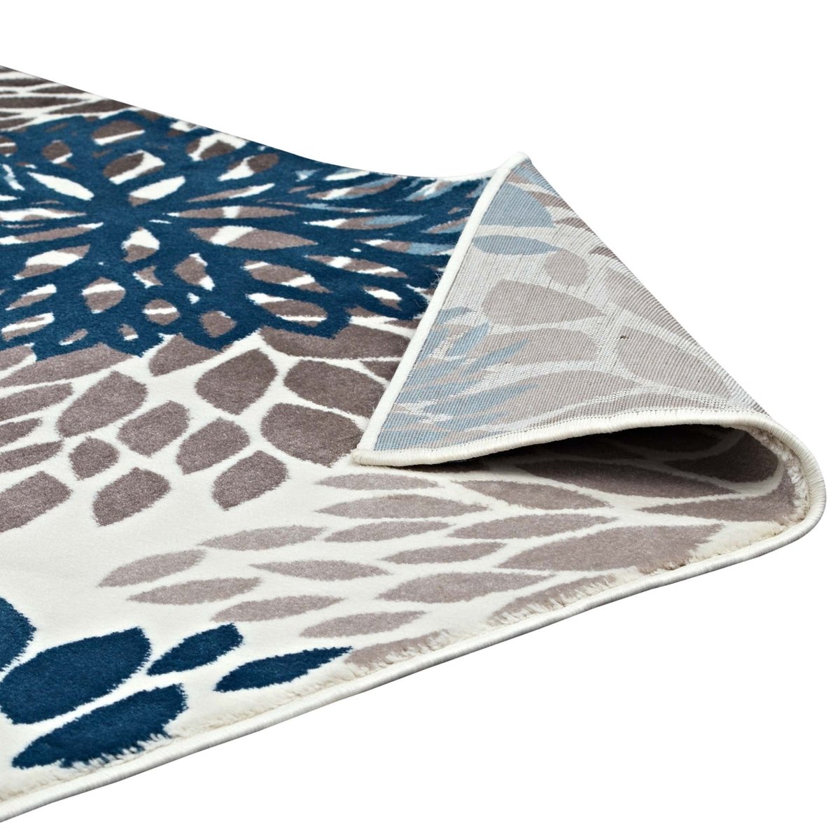 4x6 Blue Brown Beige Vintage Abstract Floral Polypropylene Area Rug - Mats and Rugs - Alpine Outlets