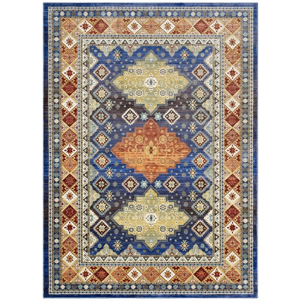 4x6 Multicolored Distressed Southwestern Diamond Floral Polyester Area Rug - Mats and Rugs - Alpine Outlets