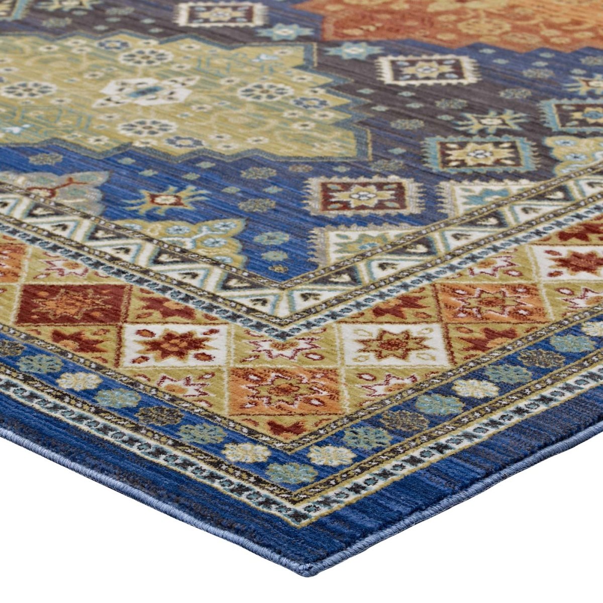 4x6 Multicolored Distressed Southwestern Diamond Floral Polyester Area Rug - Mats and Rugs - Alpine Outlets