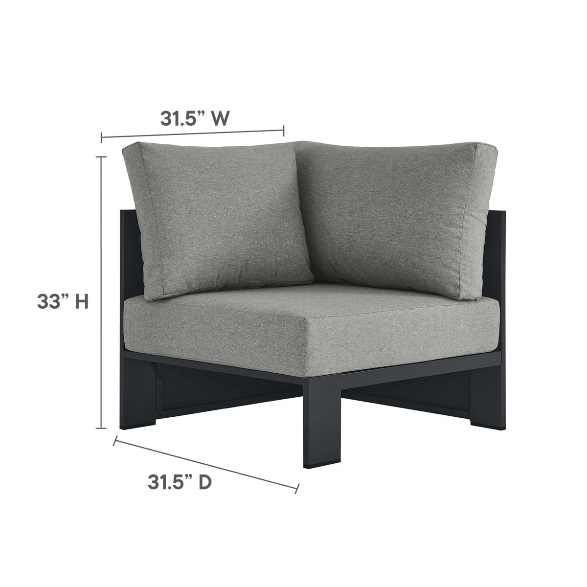 32" 5-Piece Gray Aluminum Outdoor Sectional Sofa Set with Weather-Resistant Cushions - Outdoor - Alpine Outlets