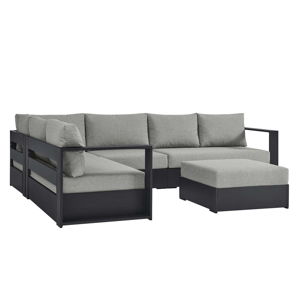 32" 5-Piece Gray Aluminum Outdoor Sectional Sofa Set with Weather-Resistant Cushions - Outdoor - Alpine Outlets