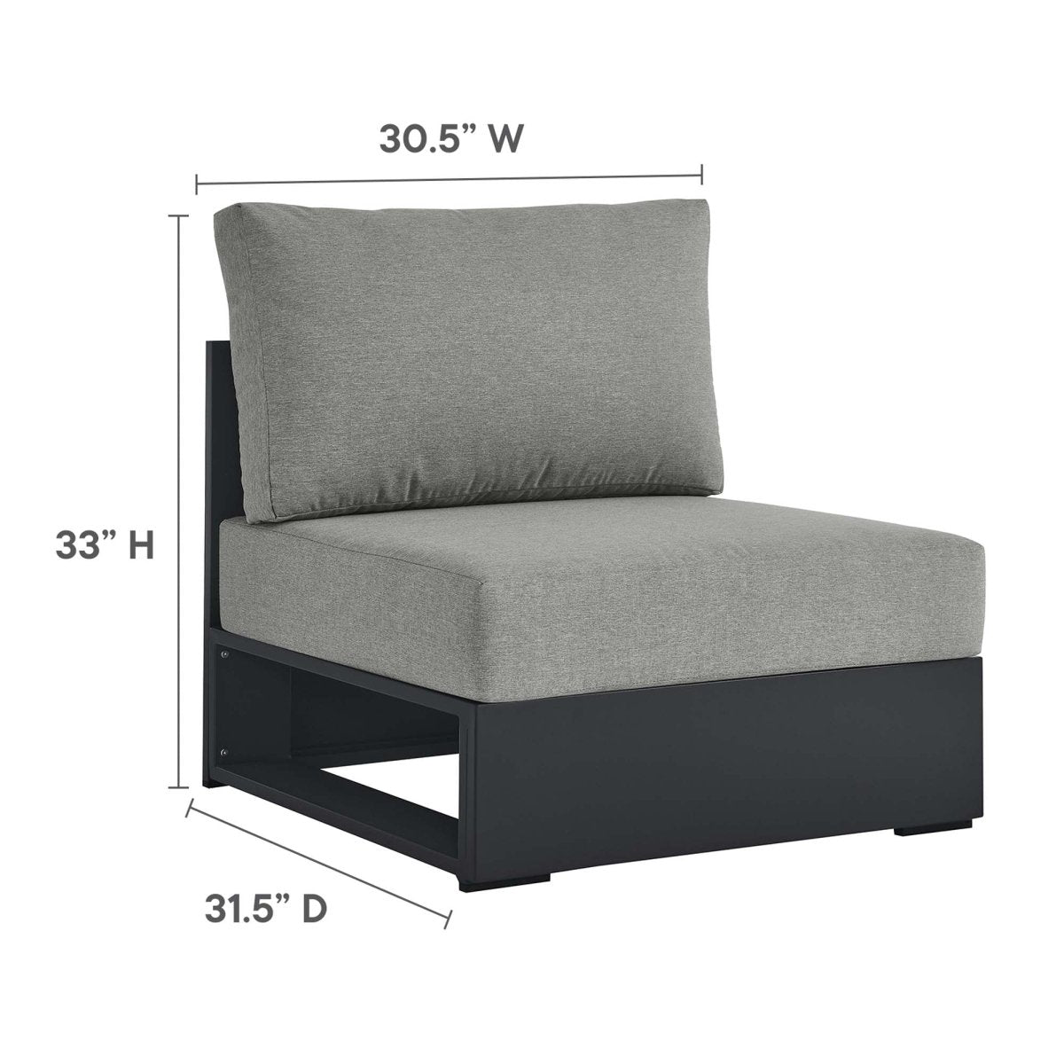 32" 5-Piece Gray Aluminum Outdoor Sectional Sofa Set with Weather-Resistant Cushions - Outdoor - Alpine Outlets