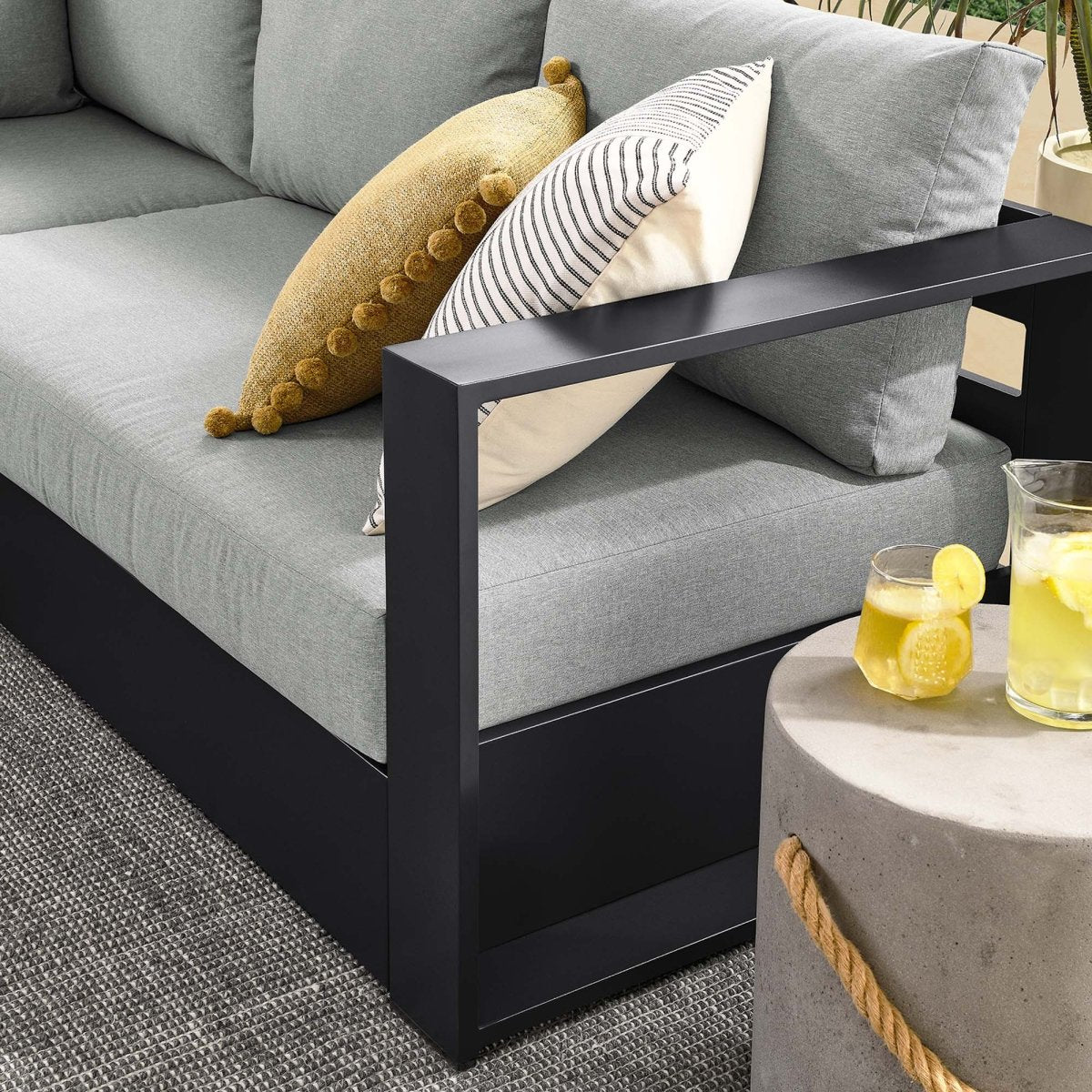 32" 5-Piece Gray Aluminum Outdoor Sectional Sofa Set with Weather-Resistant Cushions - Outdoor - Alpine Outlets