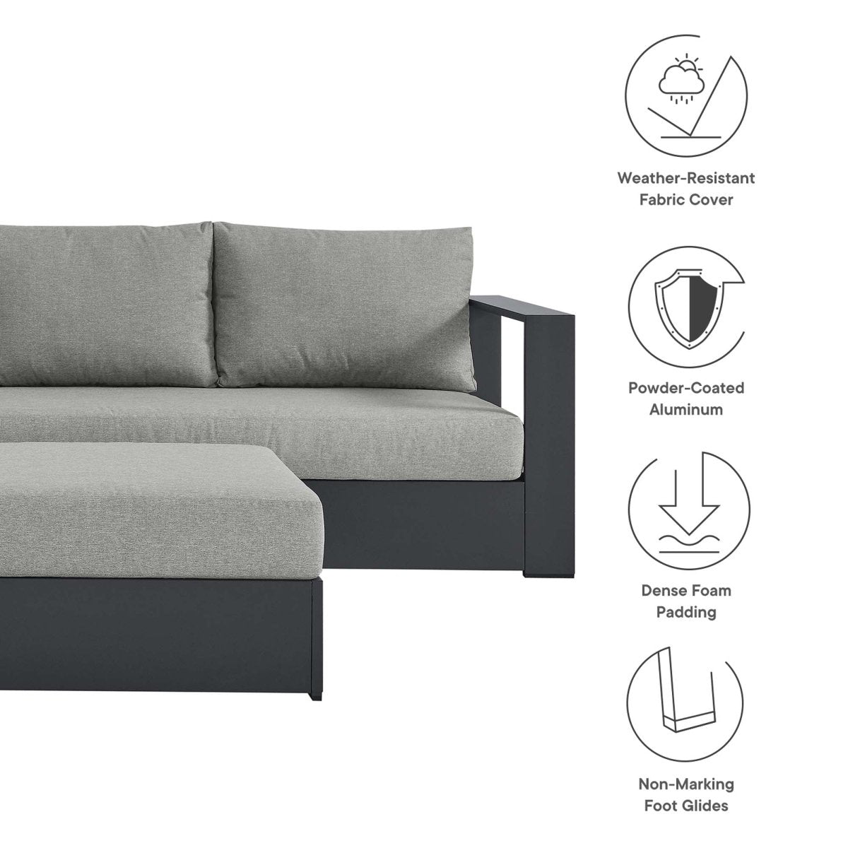 32" 5-Piece Gray Aluminum Outdoor Sectional Sofa Set with Weather-Resistant Cushions - Outdoor - Alpine Outlets