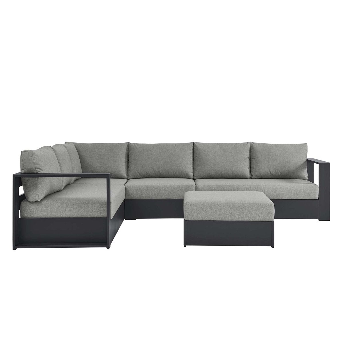 32" 5-Piece Gray Aluminum Outdoor Sectional Sofa Set with Weather-Resistant Cushions - Outdoor - Alpine Outlets
