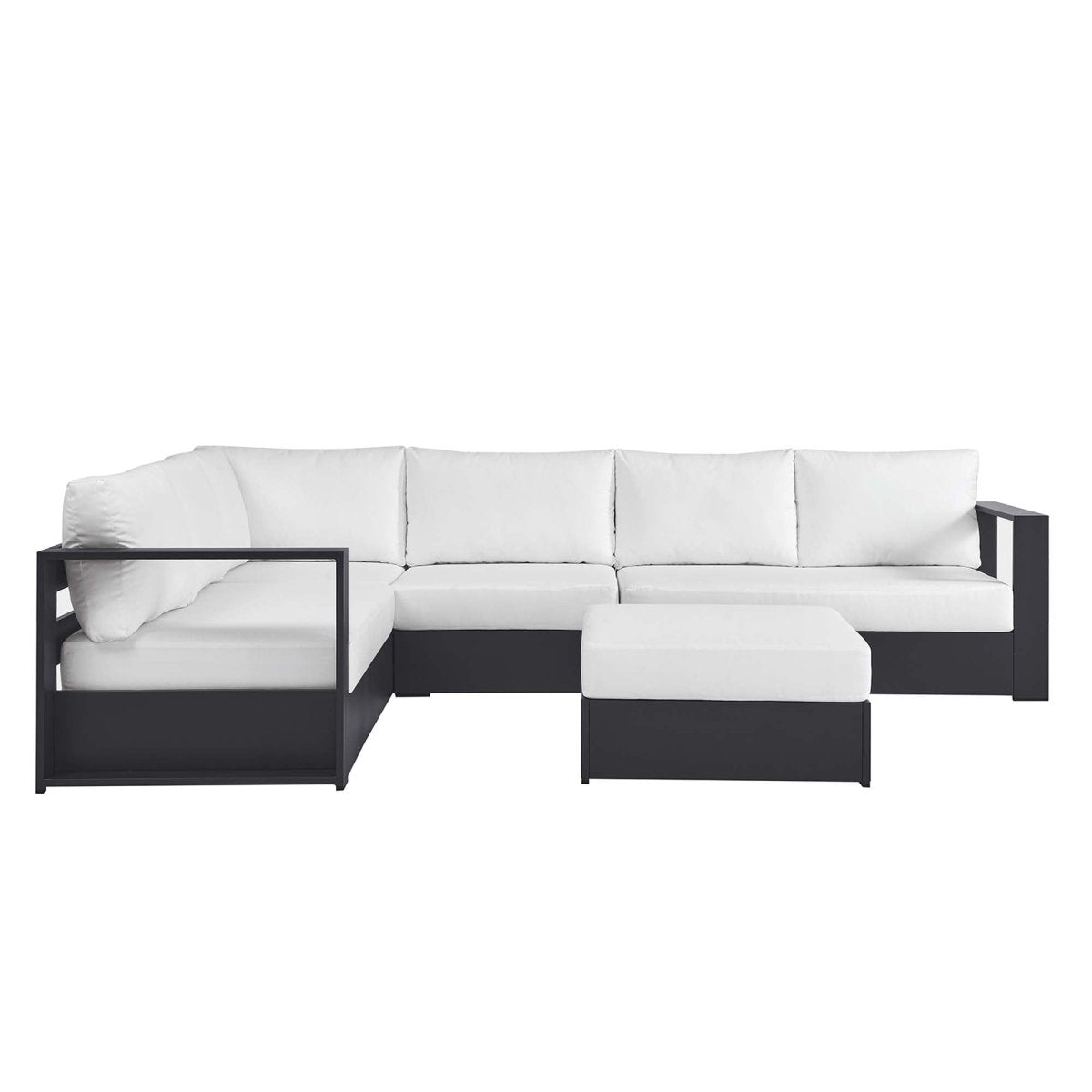32" 5-Piece Gray Aluminum Outdoor Sectional Sofa Set with White Cushions - Outdoor - Alpine Outlets