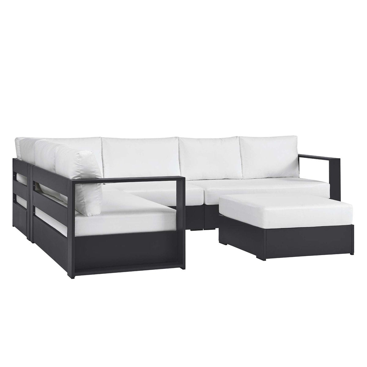 32" 5-Piece Gray Aluminum Outdoor Sectional Sofa Set with White Cushions - Outdoor - Alpine Outlets