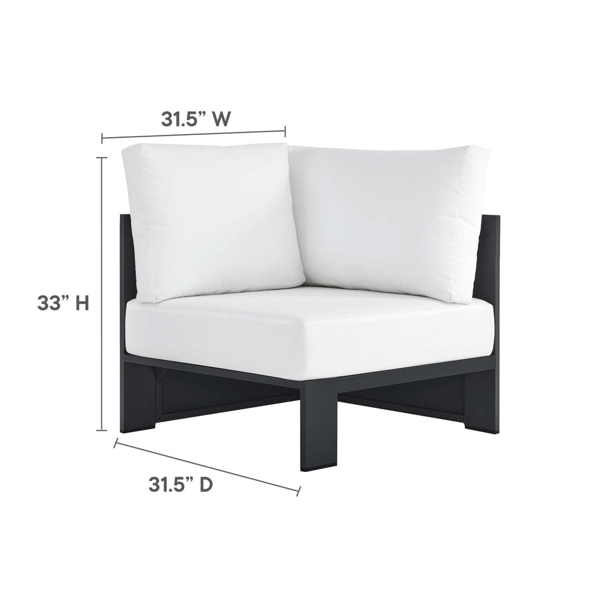 32" 5-Piece Gray Aluminum Outdoor Sectional Sofa Set with White Cushions - Outdoor - Alpine Outlets