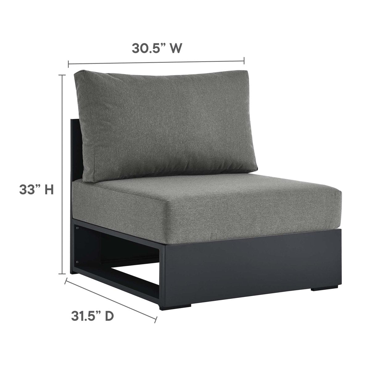 32" 5-Piece Gray Charcoal Aluminum Outdoor Sectional Sofa Set with Cushions - Outdoor - Alpine Outlets