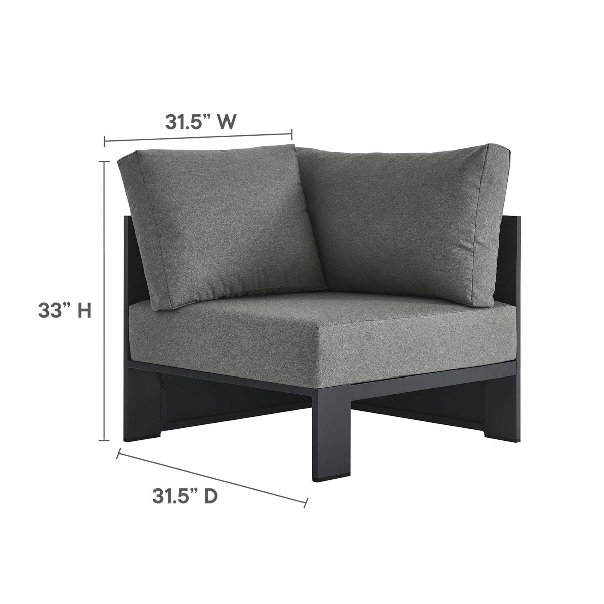 32" 5-Piece Gray Charcoal Aluminum Outdoor Sectional Sofa Set with Cushions - Outdoor - Alpine Outlets
