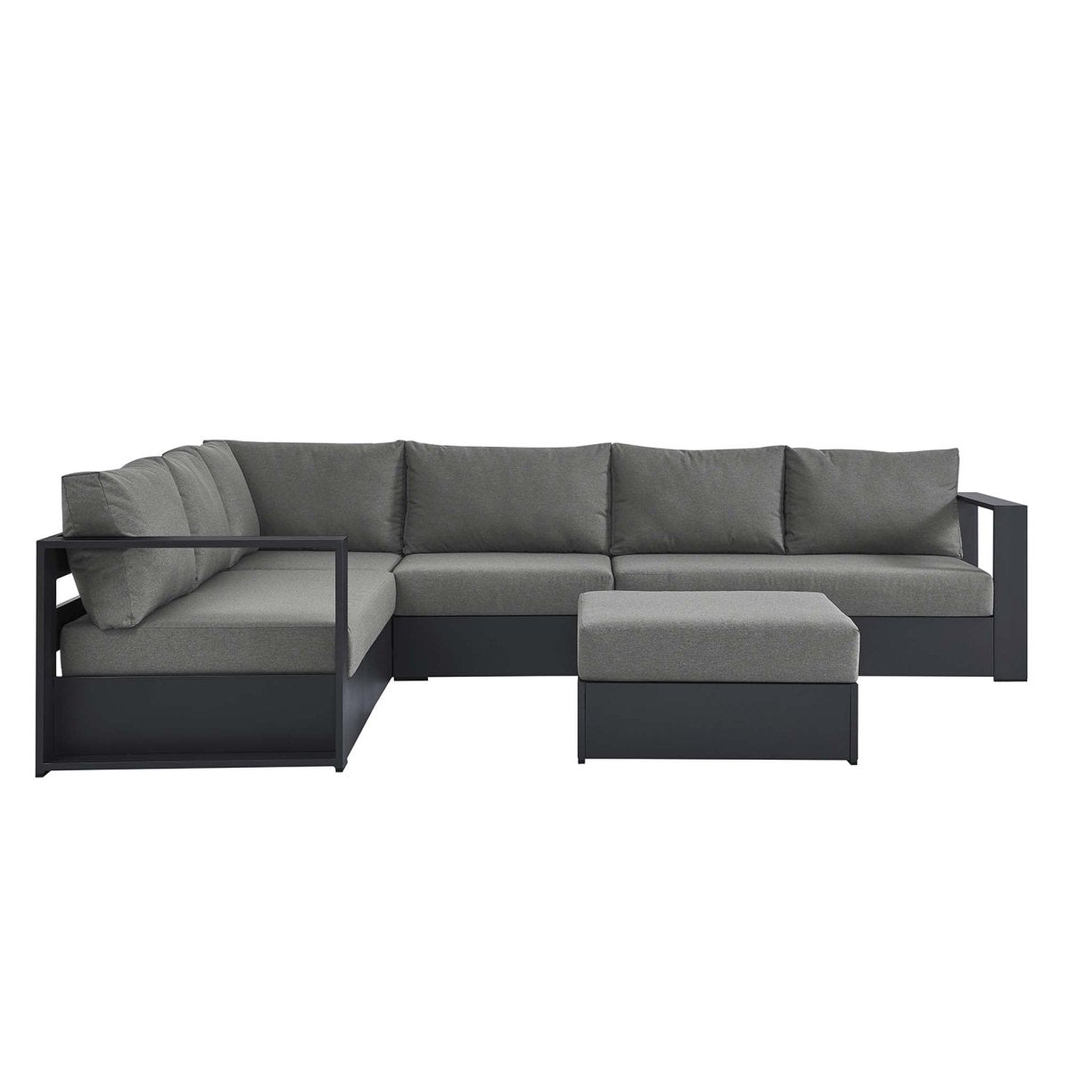 32" 5-Piece Gray Charcoal Aluminum Outdoor Sectional Sofa Set with Cushions - Outdoor - Alpine Outlets