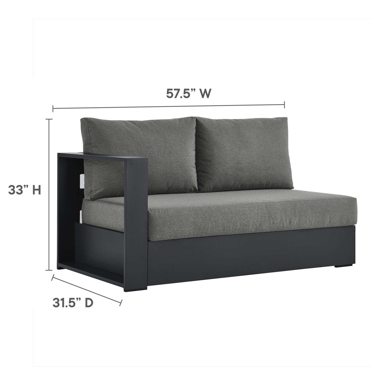 32" 5-Piece Gray Charcoal Aluminum Outdoor Sectional Sofa Set with Cushions - Outdoor - Alpine Outlets