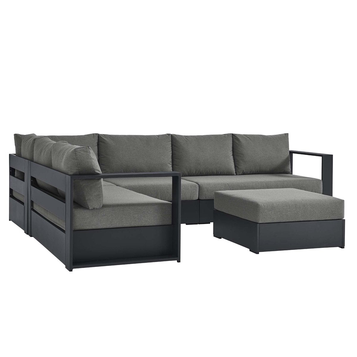 32" 5-Piece Gray Charcoal Aluminum Outdoor Sectional Sofa Set with Cushions - Outdoor - Alpine Outlets