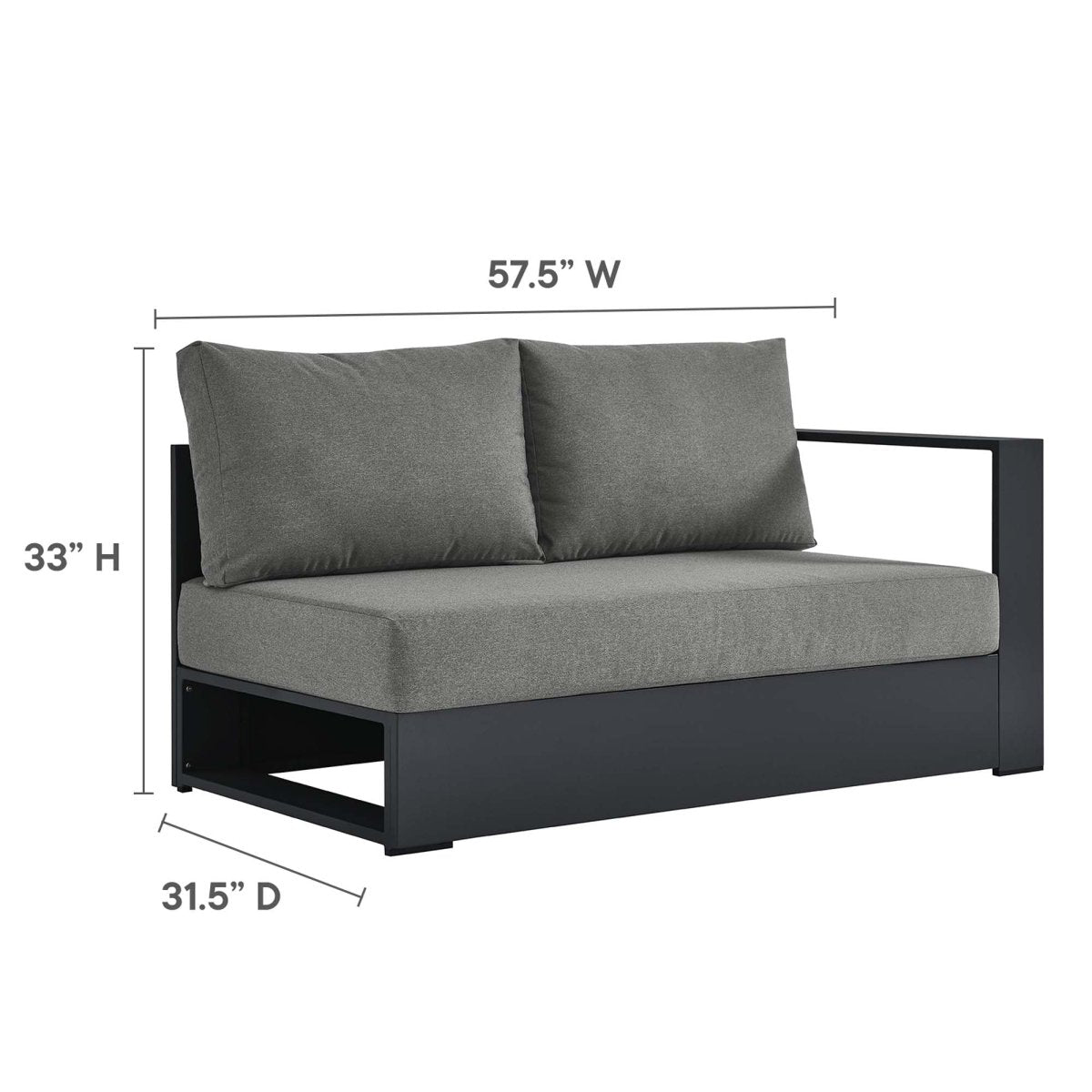 32" 5-Piece Gray Charcoal Aluminum Outdoor Sectional Sofa Set with Cushions - Outdoor - Alpine Outlets