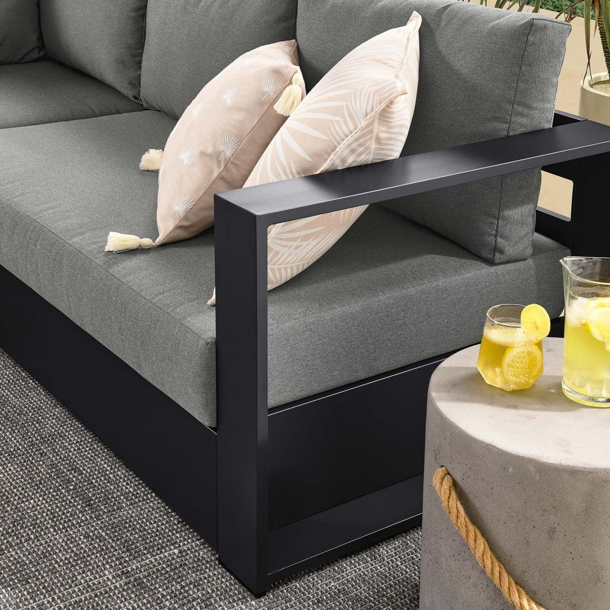32" 5-Piece Gray Charcoal Aluminum Outdoor Sectional Sofa Set with Cushions - Outdoor - Alpine Outlets